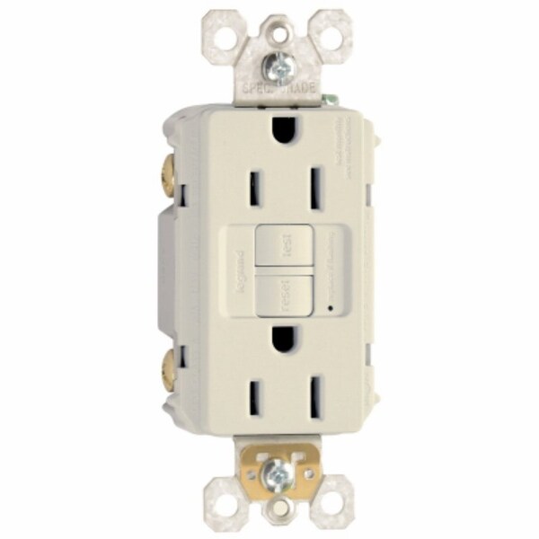 Legrand Pass & Seymour radiant Series GFCI Duplex Receptacle, Nylon, Light Almond, 2-Pole, 15 A, 3-Wire 1597LACCD12 - main