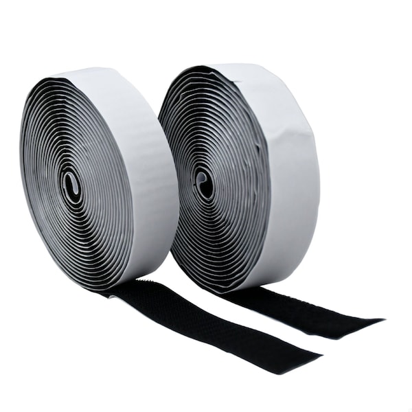 Grizzly Supply Adhesive Hook and Loop Roll, 15 ft L, 1 in W, Hook and Loop Connection, Black, 1PK GS-HLAR15x1-0 - main
