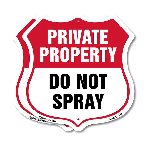 Signmission Private Property Shield Sign Do Not Spra, 12 inch X 12 inch, Plastic Sign, 2PK SHI-P-2PACK-12-449 - main