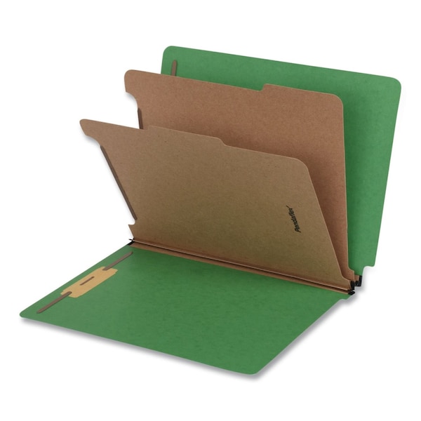 Pendaflex HD Pressboard End Tab Folders, Expands 2", 2 Dividers, 6 Fasteners, Letter, Green, 10PK 1006948 - main