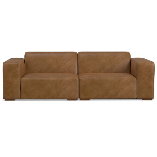 Homeroots 88" Brown Leather Modular Wood Sofa 641010 - main