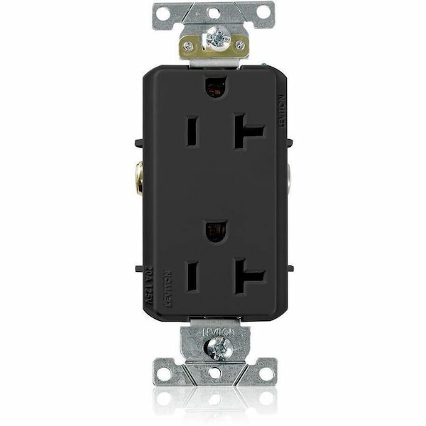 Leviton Duplex Straight Blade Receptacle, 5-20R, 20 A, 125V AC, 2 Pole, 3 Wire, Flush Mount, Grounded 16352-E - main