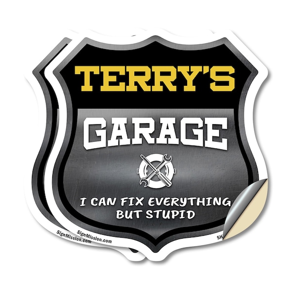 Signmission Terry's Garage I Can Fix Everything But Stupid, 18 inch X 18 inch, Vinyl Decal, 2PK SHI-D-2PACK-18-490-TERRY - main