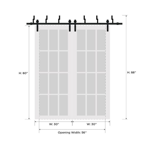 Sartodoors Closet Bypass Interior Door, 48" x 84", Gray QUADRO4055BBB-WS-60 - main