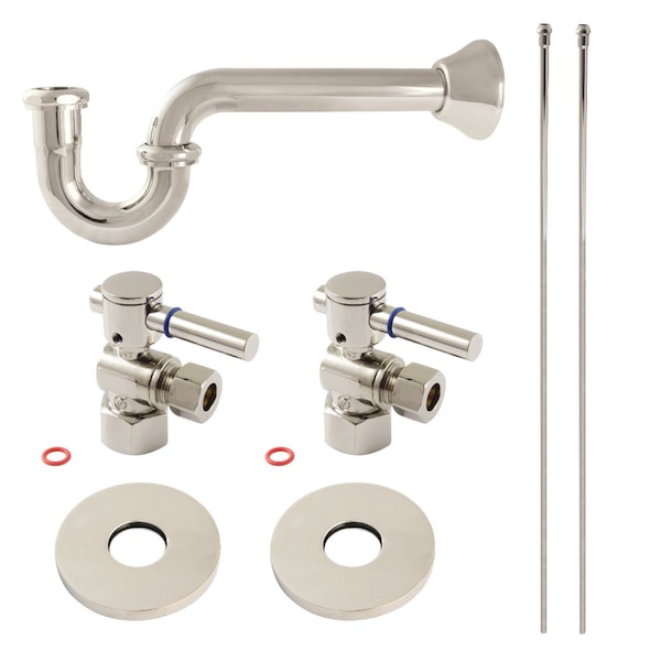 Kingston Brass Bathroom Plumbing Supply Kit, 1/2" NPT Female Inlet x 3/8" O.D. Compression Outlet, Polished Nickel KPK406 - main