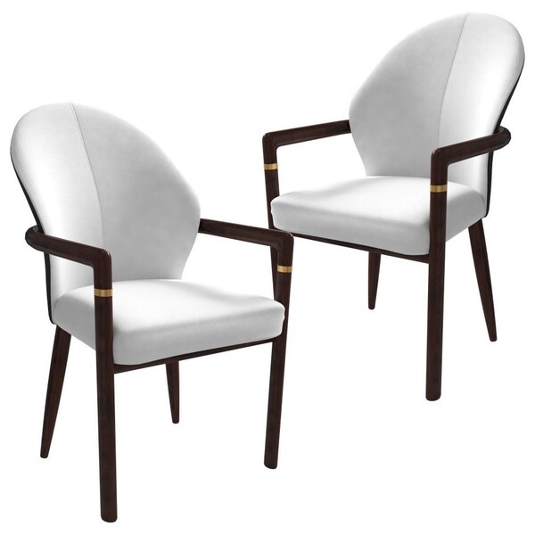 Leisuremod Opaline Series Elegant Wooden Dining Chair in Black Velvet and White, 2PK OC24BLW2 - main