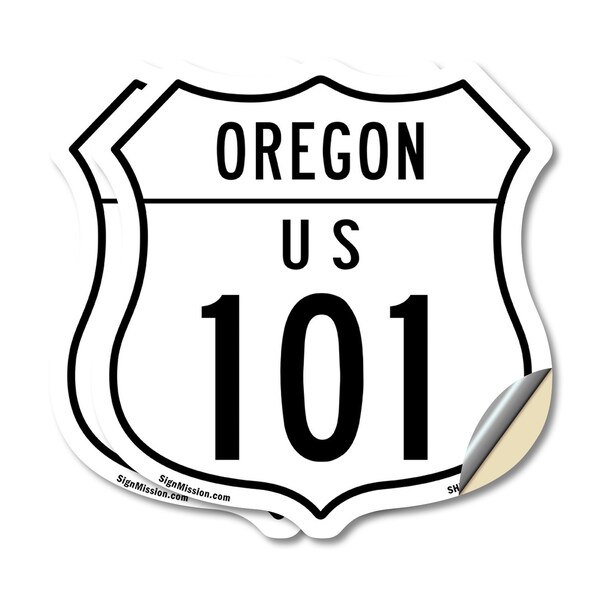 Signmission Oregon Route Marker Shield Sign Us 101, 18 inch X 18 inch, Vinyl Decal, 2PK SHI-D-2PACK-18-427 - main