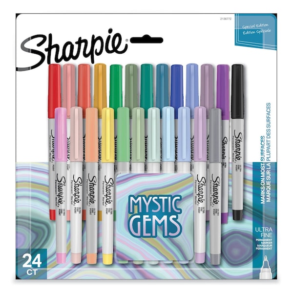 Sharpie Mystic Gems Markers, Ultra-Fine Needle Tip, Assorted, PK24 PK 2136772 - main