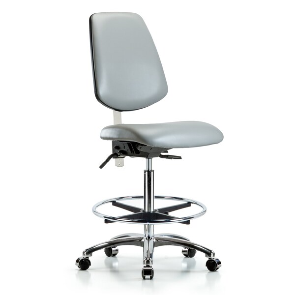 Blue Ridge Ergonomics Clean Room Chair Vin Hi Ben Chair, Med, Bk, Dov, CL100, No Arms, 26" to 35-1/2" Height, Vinyl, Dove BR-NCR-VHBCH-MB-CR-T0-A0-CF-CC-8567 - main