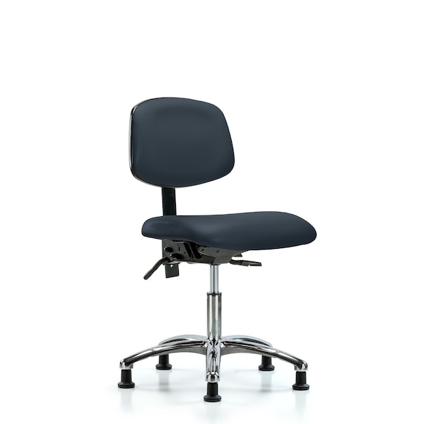 Blue Ridge Ergonomics Desk Chair Desk Chair, Vinyl, Chrome Glides, Nav, No Arms, 18" to 23" Height, Vinyl, Imperial Blue BR-VDHCH-CR-T0-A0-RG-8582 - main