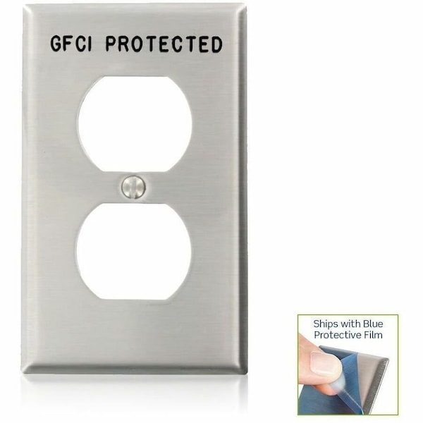 Leviton WallPlate, DuplexOutlet, StainlessSteel 84003-G40 - main