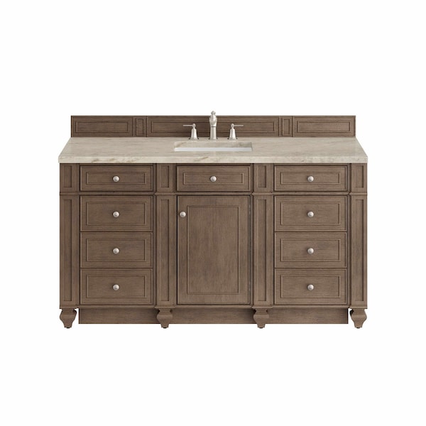 James Martin Vanities Bristol 60" Single Vanity Whitewashed Walnut, w/ 3 CM Tajnar Eclos Top 157-V60S-WW-3TJR - main
