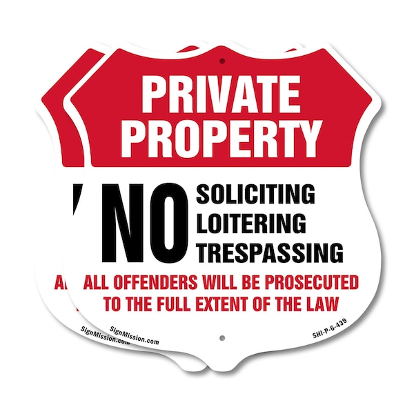 Signmission Private Property Shield Label Set No Sol, 6 inch X 6 inch, Plastic Sign, 2PK SHI-P-2PACK-6-439 - main
