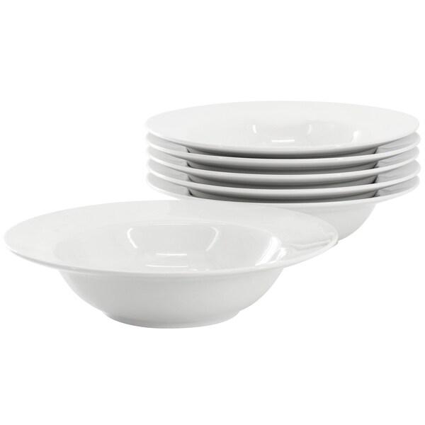 Our Table Simply White 6 Piece 8.7in Porcelain Soup Bowl Set in White 133009.01 - main