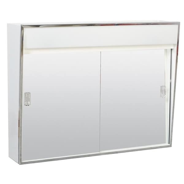 Zenith Products Zenith 701L Medicine Cabinet with Incandescent Light, 2-Shelf, Steel, White 701L - main