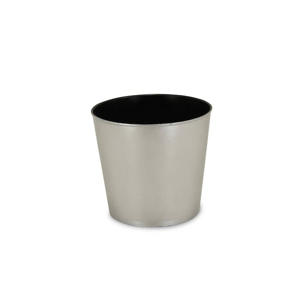 Homeroots 9in Silver Recycled Plastic Indoor Outdoor Round Pot Planter 488205 - main