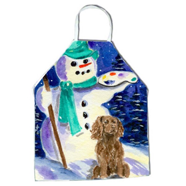 Carolines Treasures Artist Snowman with Boykin Spaniel Apron - 27 H x 31 W in. SS1001APRON - main