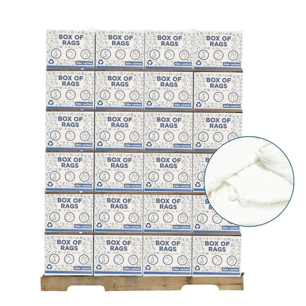 Supremeplus Recycled White Knit T-Shirt Cleaning Rags, 600 lbs. Pallet, 120 x 5 lbs. Boxes, 120PK SP-8155 - main