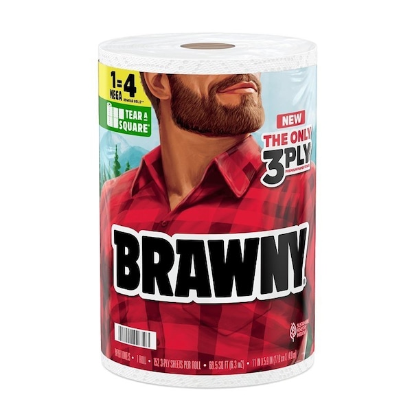 Brawny Tear-A-Square Paper Towel Roll, 3-Ply 44672 - main