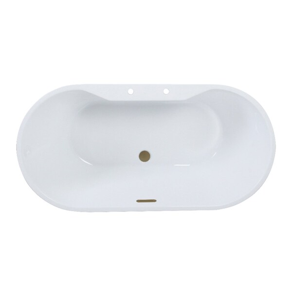 Kingston Brass 63" Acrylic Oval Double Ended Freestanding Tub with Drain, Glossy White/Antique Brass VT7DE633023C423 - main