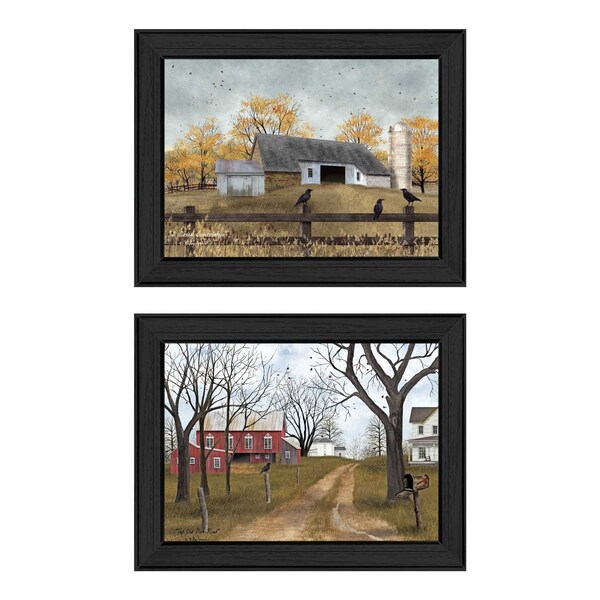 Homeroots Set Of Two Country Roads 3 Black Framed Print Wall Art, 2PK 405704 - main