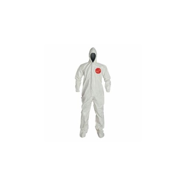 Dupont Tychem 4000 Coverall, Attached Hood and Sock, Elastic Wrists, Zipper, Storm Flap, White, 6PK 251-SL122T-XL - main