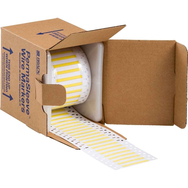 Brady PermaSleeve Heat Shrink Wire and Cable Labels 3/32 in.for 3 in. , 0.5 in. Yellow Double-Sided 3PS-094-2-YL-4 - main