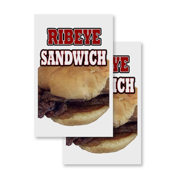 Signmission Ribeye Sandwich, Vinyl Decals Only 24 Inch x 36 Inch, Vinyl Decal, 2PK DSB-2436-2PACK-Ribeye Sandwich - main