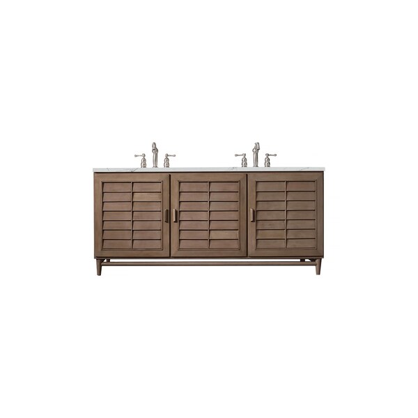 James Martin Vanities Portland 72'' D Vanity Whitewashed Walnut w/ Ethereal Noctis Silestone Top w/ Wireless Charger 620-V72-WW-FENC - main