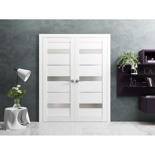 Sartodoors Double French Interior Door, 36" x 80", White QUADRO4055DD-WS-36 - main