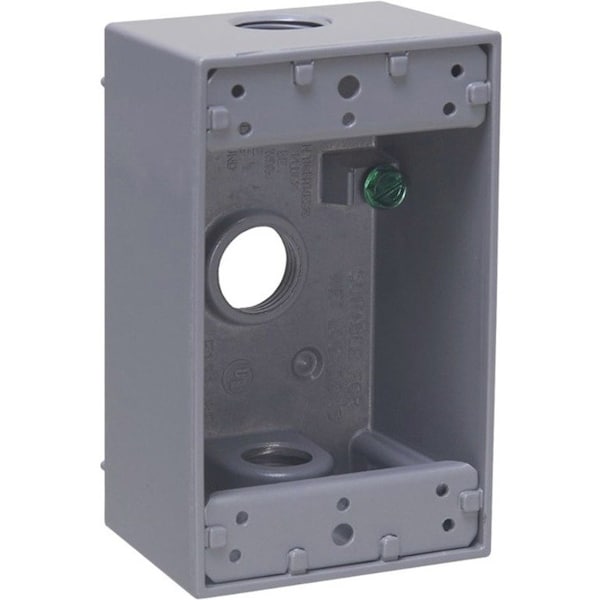 Bell Outdoor Weatherproof Electrical Box, 1 Gang, 1/2 in Hub Size, 3 Inlets, 4.5 in L, 2.75 in W, Aluminum, Gray 5320-0 - main