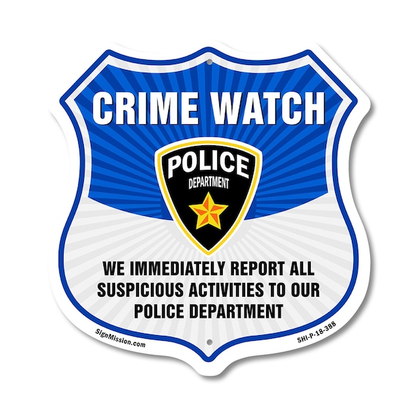 Signmission Neighborhood Crime Watch Shield Sign We, 18 Inch X 18 Inch, Plastic Sign SHI-P-18-388 - main