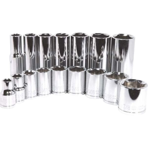 K-Tool International 3/8" Drive, 7/16" SAE Socket, 6 Points, Standard 6Pt, 7/16", 3/8"Dr KTI-22114 - main