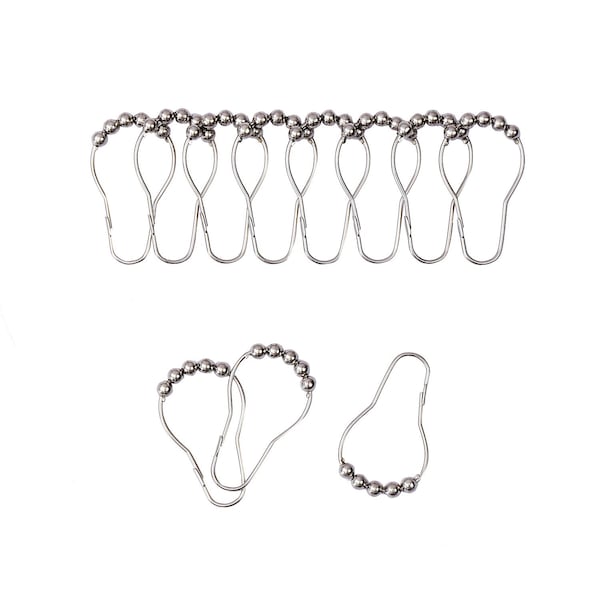 Homeroots 72" White Waffle Weave Fabric Shower Curtain Liner and Hooks Set 484082 - main