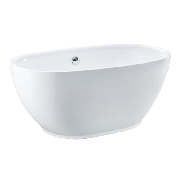 Kingston Brass 55" Acrylic Oval Double Ended Freestanding Tub with Drain, Glossy White VTOV553023U - main