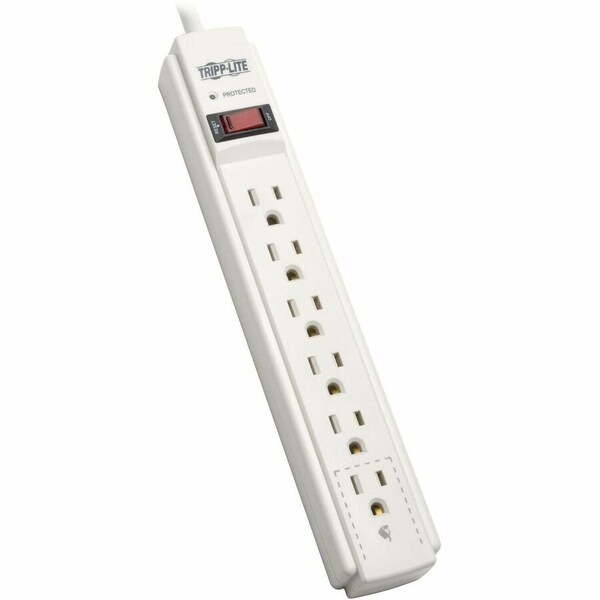 Tripp Lite Outlet Strip, Surge, 6 5-15R, 5-15P, 6 ft., White TLP606TAA - main