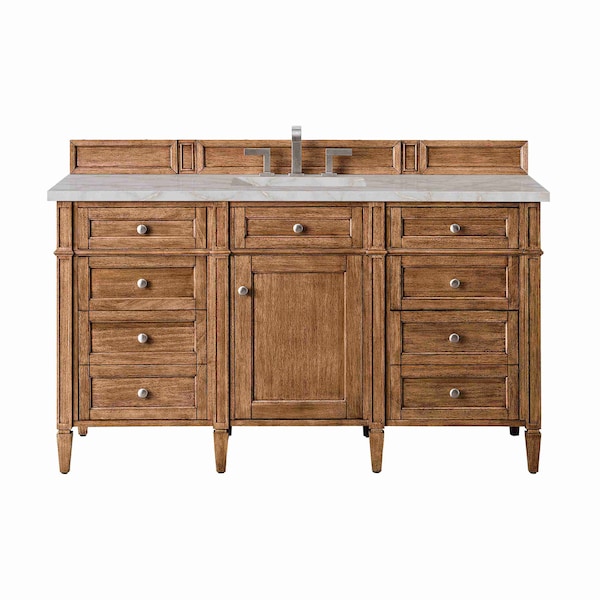 James Martin Vanities Brittany 60'' S Vanity, Saddle Brown w/ Victorian Sil Silestone Top w/FreePower Wireless Charger 650-V60S-SBR-FVSL - main