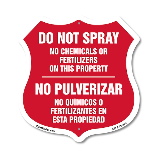 Signmission Bilingual No Spray Shield Sign Do Not Sp, 18 Inch X 18 Inch, Plastic Sign SHI-P-18-366 - main