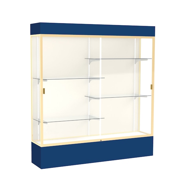 Ghent Lighted Floor Display Case 72x80x16, Plaque, Champange 3176PB-GD-NY - main