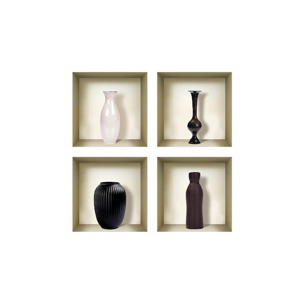 Homeroots Set of Four Mac Faux Niche 3D Peel and Stick Wall Decals, 4PK 565409 - main