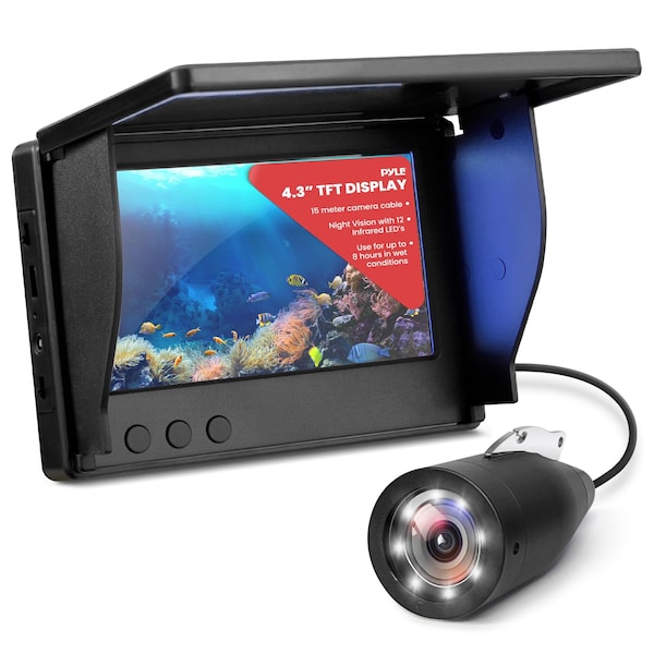 Pyle 4.3 in Portable Underwater Fishing Camera with TFT LCD Monitor, 1000TVL IP68 Waterproof Camera, 12 PLMRCT43BK - main
