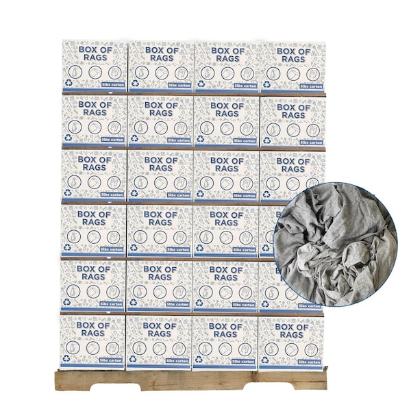 Supremeplus Recycled Gray Knit T-Shirt Cleaning Rags, 600 lbs. Pallet, 120 x 5 lbs. Boxes, 120PK SP-0417 - main