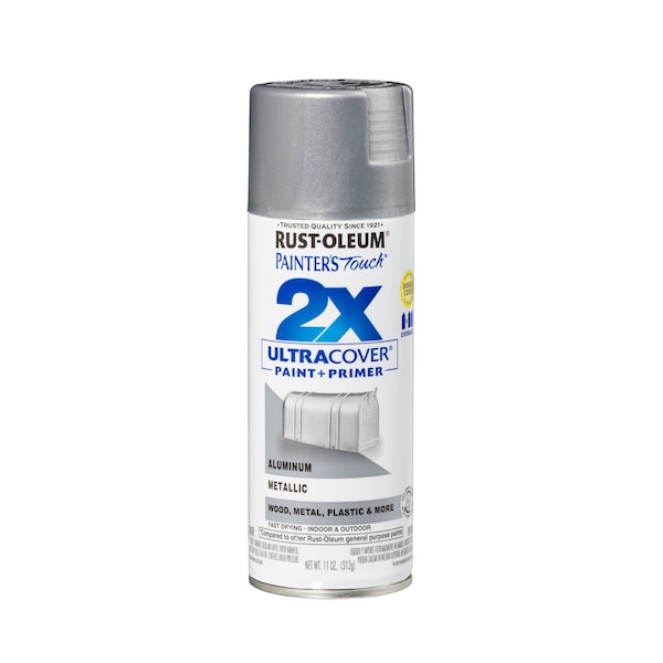 Rust-Oleum Spray Paint, Aluminum, Satin, Solvent, 12 Oz 334058 - main