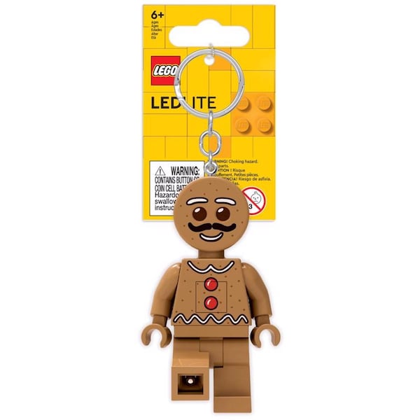 Lego Classic Plastic Brown Gingerbread Man Keychain w/LED Light KE182H - main