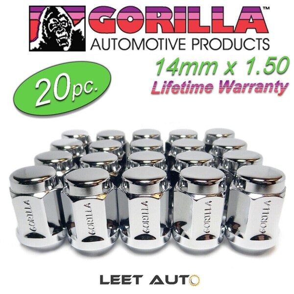 Gorilla Automotive 14 mm x 1.50 Acorn Bulge Seat 0.81 in. Hex Lifetime Lug Nut, Chrome GOL61148 - main