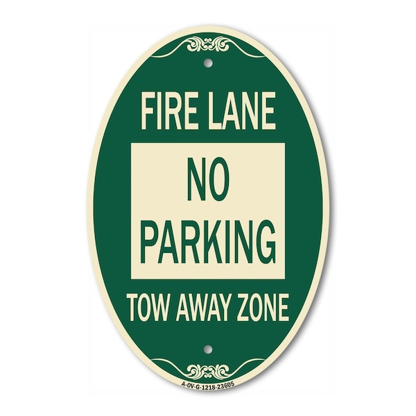 Signmission No Parking Tow-Away Zone, 12 Inch X 18 Inch Architectural Oval, Heavy Gauge Aluminum A-OV-G-1218-23605 - main