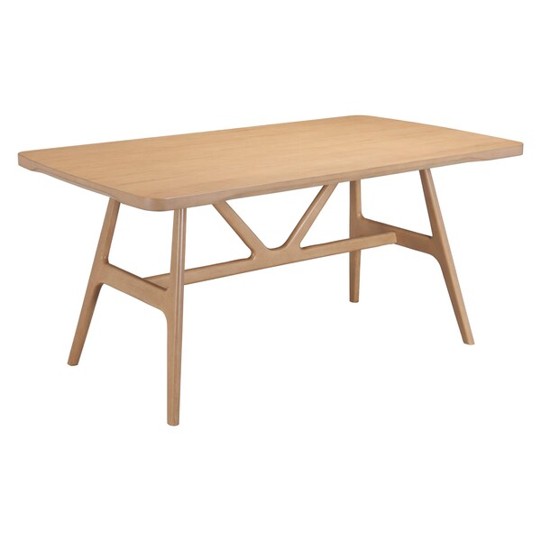 Homeroots 63" Natural Solid Wood Trestle Base Dining Table 602241 - main