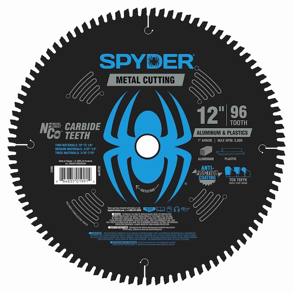 Spyder 12-Inch 96-Tooth Saw Blade for Medium Aluminum and Plastic 13106 - main