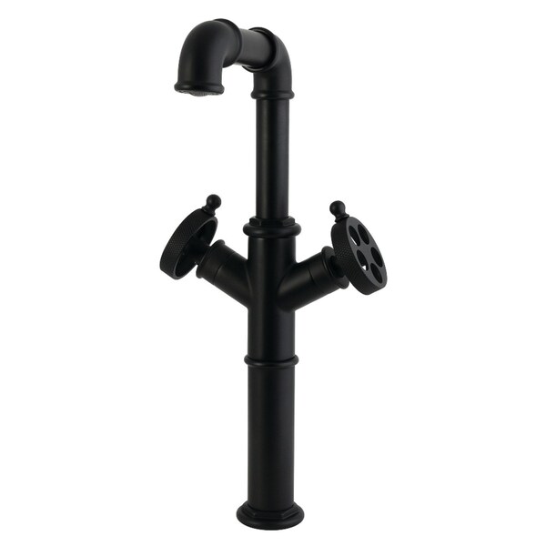 Kingston Brass Double-Handle Vessel Faucet with Knurled Handle, Matte Black LS6600RKZ - main