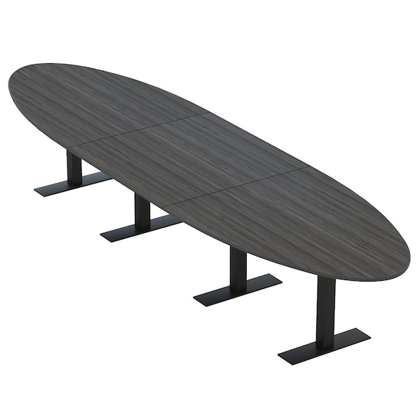 Skutchi Designs 16ft Conference Table With Power Unit | 14 Person Modular Oval Meeting Table | Harmony Series HAR-OVL-48X192-T.BK-WA7949-NA - main